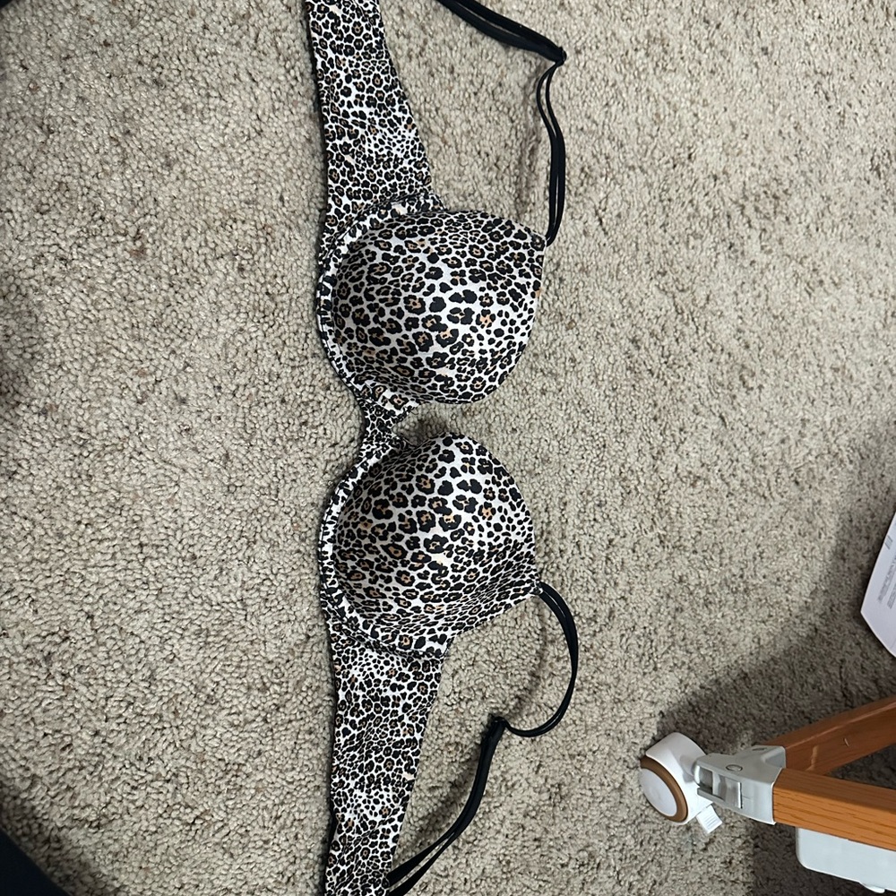 Victoria's Secret Black and White Leopard Print Bra